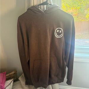 Brown Hoodie with Smiley Face Design